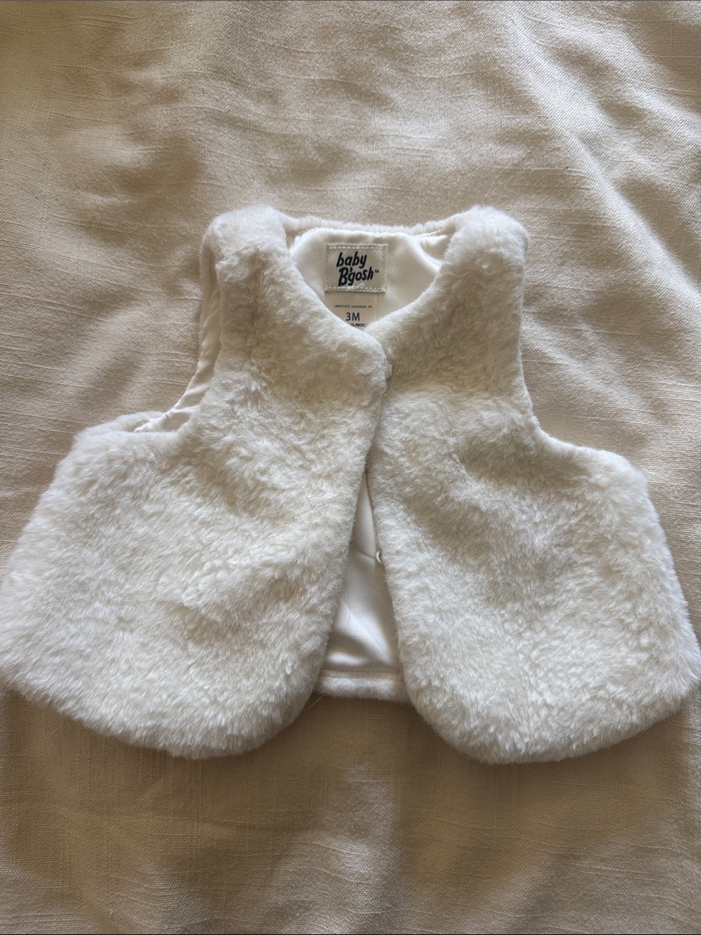 baby B'gosh Plush White Baby Vest - Soft Faux Fur Bib Vest